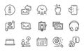 Technology icons set. Included icon as Touchscreen gesture, Elevator, Headphones. Vector