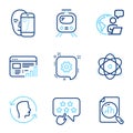 Technology icons set. Included icon as Train, Web report, Cogwheel signs. Vector