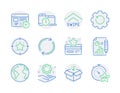 Technology icons set. Included icon as Web timer, Star target, Time management signs. Vector Royalty Free Stock Photo