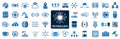Technology icons set, industry 4.0 concept factory of the future, technology progress: ai, robot, data, database, 5g, near field Royalty Free Stock Photo