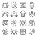 Technology icons set vector illustration. Contains such icon as Machine learning, Algorithm, Cloud Network, Automation, Analyst an