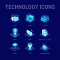Technology icons set for workflow diagram - AI system, AI integration, AI platform, data, insights Royalty Free Stock Photo