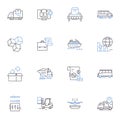Technology implementation line icons collection. Automation, Integration, Innovation, Digitization, Implementation