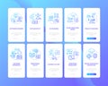Technology implementation onboarding mobile app page screen with concepts