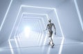 Robot move forward through future Royalty Free Stock Photo