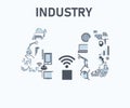 Technology Industry 4.0 icon industrial of steam power, manufactory, automation robot management and Wireless communication