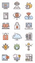 Technology and Information Technology Linear Color Icon Set Royalty Free Stock Photo