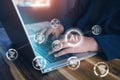 Technology Innovation Ai Computing Connection Concept, Female Engineer Programming Research Analytic Big Data on Artificial