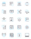 Technology innovation linear icons set. Disruptive, Futuristic, Advancement, Emerging, Breakthrough, Digitalization Royalty Free Stock Photo