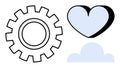 Gear, Heart, and Cloud Symbols Technology, Love, and Connectivity Concepts Royalty Free Stock Photo