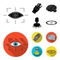 Technology, innovation, man, complemented .Virtual reality set collection icons in black,flat style vector symbol stock