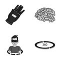 Technology, innovation, man, complemented .Virtual reality set collection icons in monochrome style vector symbol stock