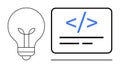 Creative Coding and Innovation Concept with Light Bulb and Programming Code Symbol Royalty Free Stock Photo