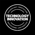 Technology Innovation text stamp, concept background