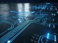 Technology-inspired digital grid, glowing pathways and circuits generative ai Royalty Free Stock Photo