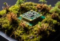 Technology integrating with nature showing green electronic development Royalty Free Stock Photo