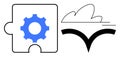 Puzzle Piece with Gear and Cloud Icon Integration and Technology Solutions Royalty Free Stock Photo