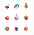 Technology, laboratory, creativity innovation and science abstract icons Royalty Free Stock Photo