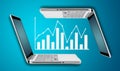 Technology laptop computer with graph finance forex chart Royalty Free Stock Photo