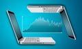 Technology laptop computer with graph finance forex chart Royalty Free Stock Photo