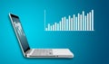 Technology laptop computer with graph finance forex chart Royalty Free Stock Photo