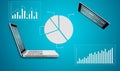 Technology laptop computer with graph finance forex chart Royalty Free Stock Photo