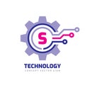 Technology Letter S - vector logo template concept illustration. Cogwheel gear abstract sign. Mechanic industrial icon. SEO. Royalty Free Stock Photo