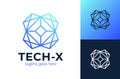 Technology letter x logo. Innovate technology blue iccon, abstract technological vector logo template Royalty Free Stock Photo