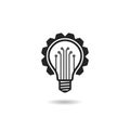 Technology light bulb glyph icon with shadow