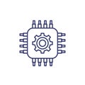 technology line icon with chipset and gear Royalty Free Stock Photo