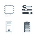 Technology line icons. linear set. quality vector line set such as battery, cpu, equalizer