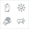 technology line icons. linear set. quality vector line set such as megaphone, robotic hand, network