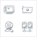 technology line icons. linear set. quality vector line set such as multiple devices, web camera, graphic card