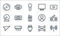 technology line icons. linear set. quality vector line set such as , plug, send, networking, air conditioning, web cam, account,