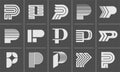 Technology line logo P letter icon design set Royalty Free Stock Photo