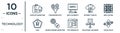 technology linear icon set. includes thin line content marketing, meta elements, grid system, search engine marketing, relational