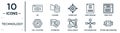 technology linear icon set. includes thin line ide, hybrid app, serif font, attributes, data modelling, uptime and downtime, call