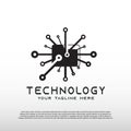 Technology logo with circuit board concept.illustration element -vector