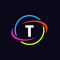Technology Logo Design On T Letter Concept. Letter T Technology Logo. Networking Logo Template