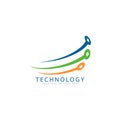 Technology Logo Design Template with fast media