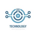Technology logo. Electronic computer chip sign. Network symbol. Vector illustration. Graphic design.