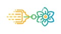 Technology Logo with a Flower and Digital Data Stream, vector design Generative AI Royalty Free Stock Photo