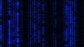 Technology matrix background. Cyber security with falling number on screen. Binary code. Digital system. Decoding data. Hacked Royalty Free Stock Photo