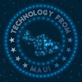 Technology From Maui. Futuristic geometric badge.