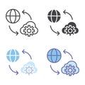 Gears & globe, Cloud management.Internet icon