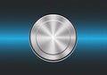 Technology metal button switch control power on blue hexagon mesh design modern background vecto.