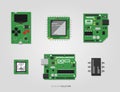 Technology and microchips vector set