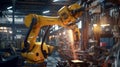 Technology in Motion Industrial Robot Arm in Action. Generative AI Royalty Free Stock Photo