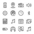 Technology and Multimedia Icons Set - Line Art of Devices, Media, and Communication Symbols Royalty Free Stock Photo