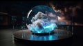 technology and nature with a stunning image of a digital informational technology web futuristic hologram, Generative AI